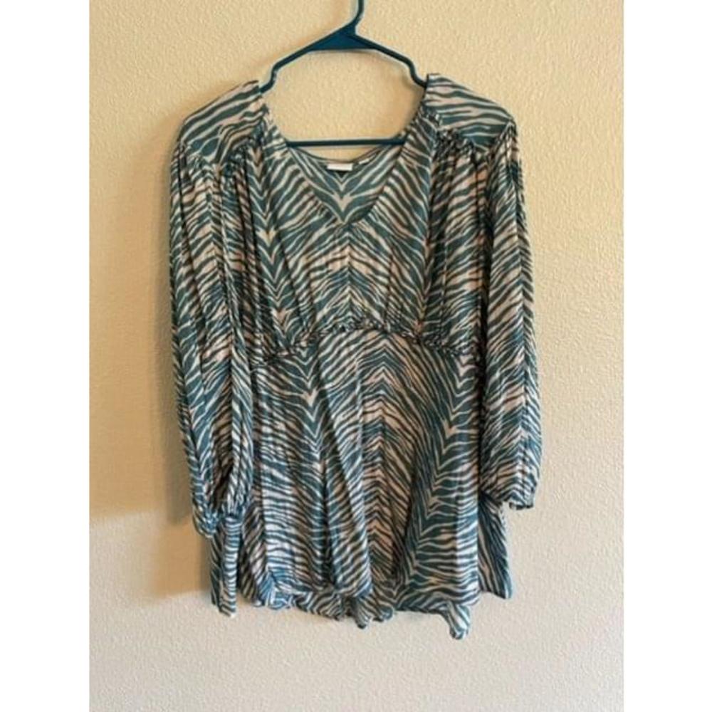 New Directions Blouse, teal/tan size XL